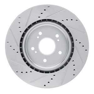 Acura RDX Brake Rotor (1) - Front Right - R1 Concepts - Drilled & Slotted - Silver - `19-`25